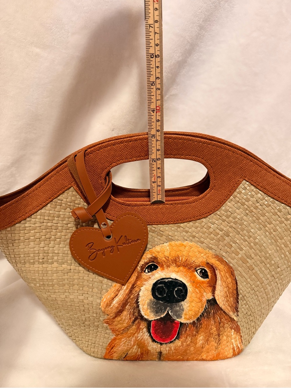 Golden Retriever Handpainted Bayong Bag | Filipino Artisan Purse by BK - Picture 4 of 9